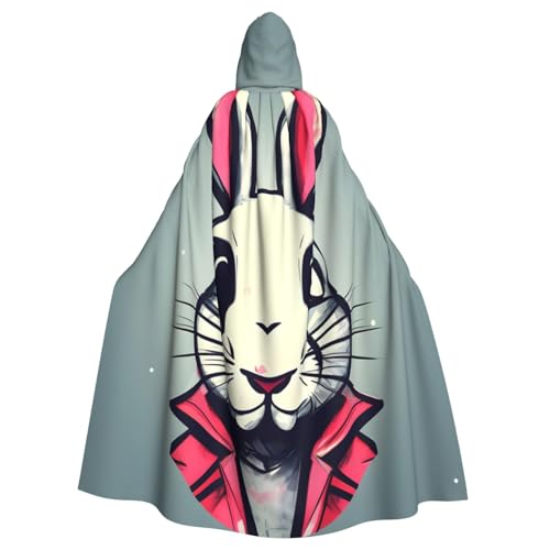 HTTUP Hasen-Aufdruck, Erwachsene, passend für Halloween, Ganzkörperumhang, Unisex, mittelalterliches Cosplay-Kostüm von HTTUP
