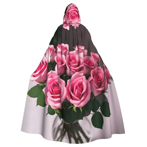 HTTUP Rosafarbener Rosen-Aufdruck, Erwachsene, passend für Halloween, Ganzkörperumhang, Unisex, mittelalterliches Cosplay-Kostüm HTTUP Rosafarbener Rosen-Aufdruck, Erwachsene, passend für Halloween, Ganzkörperumhang, Unisex, mittelalterliches Cosplay-Kostüm von HTTUP