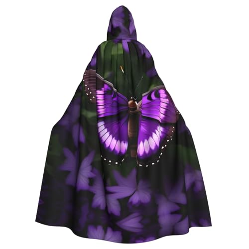 HTTUP Wunderschöner violetter Schmetterlings-Druck, Erwachsene, passend für Halloween, Ganzkörperumhang, Unisex, Mittelalter-Kostüm, Cosplay-Kostüm von HTTUP