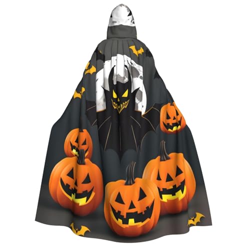 Halloween Mond Fledermaus Kürbis Druck Kapuze Unisex Erwachsene Umhang Halloween Weihnachten Karneval Mottopartys Cosplay Kostüm von HTTUP