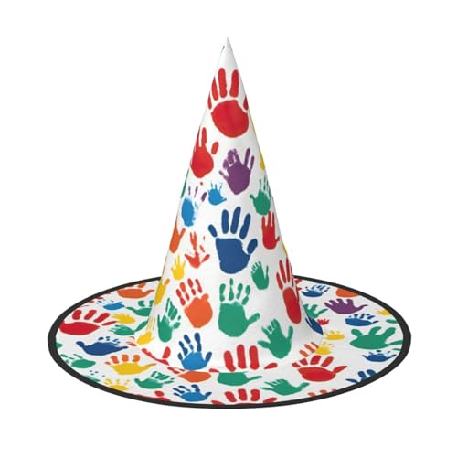 Handabdruck Druck Karneval Halloween Hexenhut Kostüm Zubehör Faltbare Kappe Party Maskerade Dekor von HTTUP
