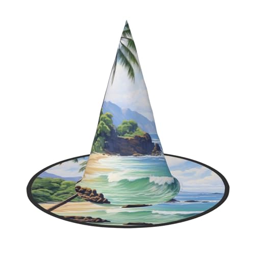 Hawaiianischer Strand mit Palmen Druck Karneval Halloween Hexenhut Kostüm Zubehör Faltbare Kappe Party Maskerade Dekor Hawaiianischer Strand mit Palmen Druck Karneval Halloween Hexenhut Kostüm Zubehör Faltbare Kappe Party Maskerade Dekor von HTTUP