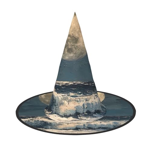 Hexenhut mit Mond und Meer Muster für Karneval Halloween Faltbares Kostüm Zubehör Party Dekoration Hexenhut mit Mond und Meer Muster für Karneval Halloween Faltbares Kostüm Zubehör Party Dekoration von HTTUP