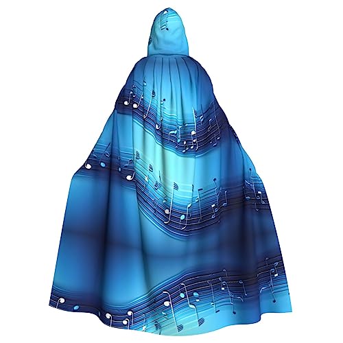 Himmelblauer Musiknoten-Druck, mit Kapuze, Umhang für Damen und Herren, für Karneval, Cosplay, Partys Himmelblauer Musiknoten-Druck, mit Kapuze, Umhang für Damen und Herren, für Karneval, Cosplay, Partys von HTTUP