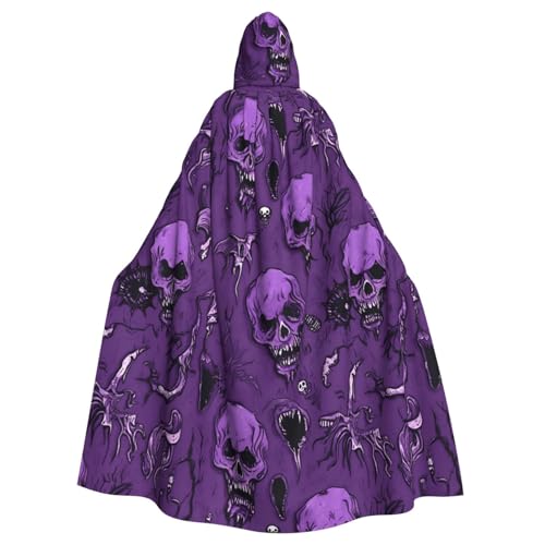 Horror-Muster auf violettem Hintergrund, Druck, Erwachsene, passend für Halloween, Ganzkörperumhang, Unisex, mittelalterliches Cosplay-Kostüm von HTTUP