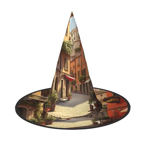 Italienischer Straßendruck Karneval Halloween Hexenhut Kostüm Zubehör Faltbare Kappe Party Maskerade Dekor von HTTUP