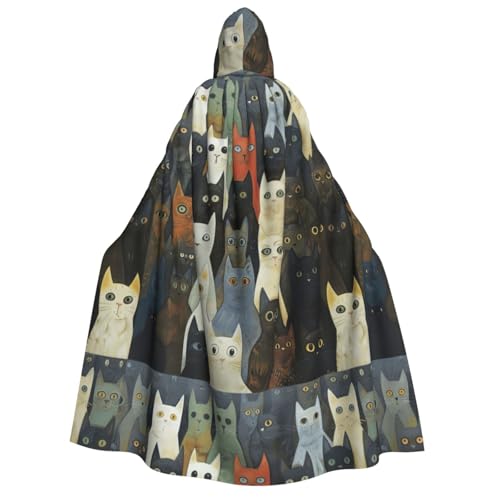 Kapuzenumhang mit Katzendruck, Unisex, Erwachsene, Halloween, Weihnachten, Karneval, Mottopartys, Cosplay-Kostüm Kapuzenumhang mit Katzendruck, Unisex, Erwachsene, Halloween, Weihnachten, Karneval, Mottopartys, Cosplay-Kostüm von HTTUP