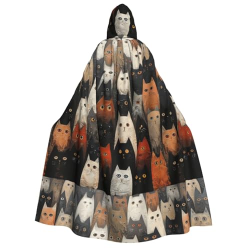 Kapuzenumhang mit Katzendruck, Unisex, Erwachsene, Halloween, Weihnachten, Karneval, Mottopartys, Cosplay-Kostüm Kapuzenumhang mit Katzendruck, Unisex, Erwachsene, Halloween, Weihnachten, Karneval, Mottopartys, Cosplay-Kostüm von HTTUP