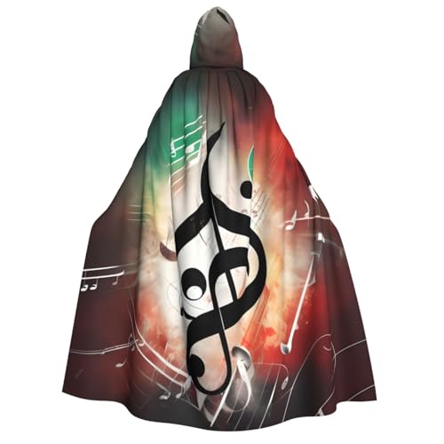 Kapuzenumhang mit Musiknoten-Aufdruck, Unisex, für Erwachsene, Halloween, Weihnachten, Karneval, Mottopartys, Cosplay-Kostüm von HTTUP