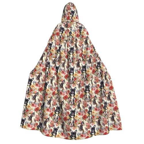 Kapuzenumhang mit französischer Bulldogge und Blumen, Unisex, für Erwachsene, Halloween, Weihnachten, Karneval, Mottopartys, Cosplay, Kostüm Kapuzenumhang mit französischer Bulldogge und Blumen, Unisex, für Erwachsene, Halloween, Weihnachten, Karneval, Mottopartys, Cosplay, Kostüm von HTTUP