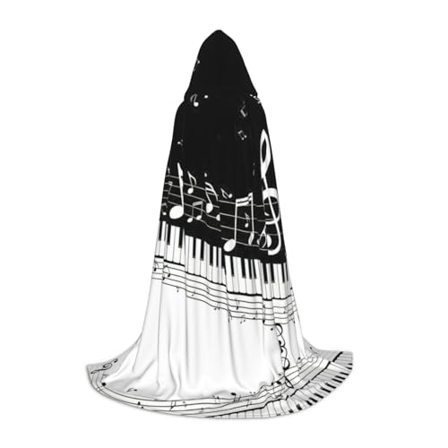 Klaviertasten mit Musiknoten-Druck, Urlaub, Party, Kapuzenumhang für Halloween, Dekoration, Karneval, Geschenke, Cosplay, Mottopartys Klaviertasten mit Musiknoten-Druck, Urlaub, Party, Kapuzenumhang für Halloween, Dekoration, Karneval, Geschenke, Cosplay, Mottopartys von HTTUP