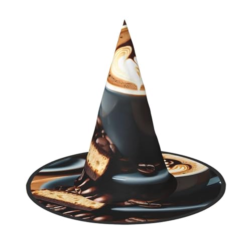 Köstlicher Kaffee-Druck, Karneval, Halloween, Hexenhut, Kostüm, Zubehör, faltbare Kappe, Party, Maskerade Dekor Köstlicher Kaffee-Druck, Karneval, Halloween, Hexenhut, Kostüm, Zubehör, faltbare Kappe, Party, Maskerade Dekor von HTTUP