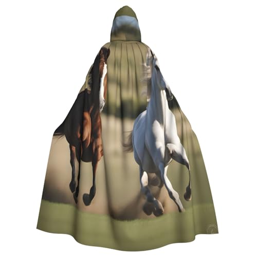 Laufender Pferdeaufdruck, Erwachsene, passend für Halloween, Ganzkörperumhang, Unisex, mittelalterliches Cosplay-Kostüm von HTTUP