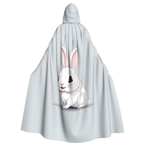 Niedlicher weißer Hasen-Druck, mit Kapuze, Umhang für Damen und Herren, für Karneval, Cosplay, Partys Niedlicher weißer Hasen-Druck, mit Kapuze, Umhang für Damen und Herren, für Karneval, Cosplay, Partys von HTTUP