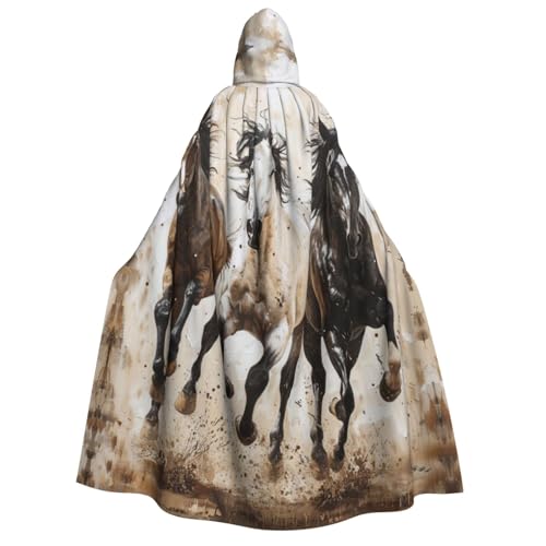 Pferde laufender Kunstdruck, mit Kapuze, Unisex, Erwachsene, Umhang, Halloween, Weihnachten, Karneval, Mottopartys, Cosplay, Kostüm von HTTUP