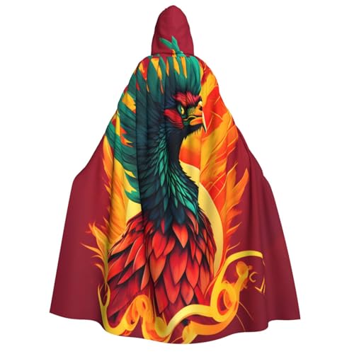 Phoenix Print Hooded Unisex Erwachsene Umhang Halloween Weihnachten Karneval Mottopartys Cosplay Kostüm von HTTUP