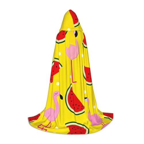 Rosafarbener Flamingo- und Wassermelonen-Druck, für Urlaub, Party, Kapuzenumhang für Halloween, Dekoration, Karneval, Cosplay, Mottopartys Rosafarbener Flamingo- und Wassermelonen-Druck, für Urlaub, Party, Kapuzenumhang für Halloween, Dekoration, Karneval, Cosplay, Mottopartys von HTTUP
