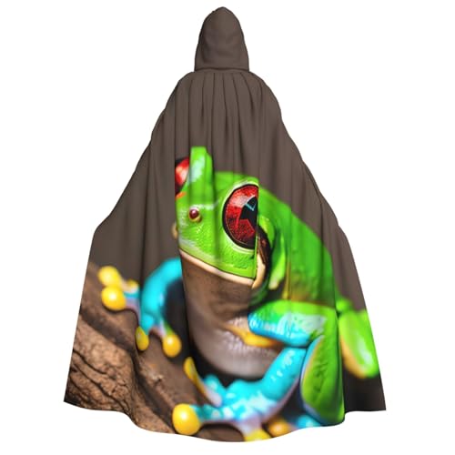 Rote Augen Baum Frösche Druck Kapuze Unisex Erwachsene Umhang Halloween Weihnachten Karneval Mottopartys Cosplay Kostüm von HTTUP