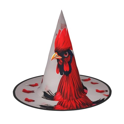 Roter Huhn-Druck, Karneval, Halloween, Hexenhut, Kostüm, Zubehör, faltbare Kappe, Party, Maskerade Dekor Roter Huhn-Druck, Karneval, Halloween, Hexenhut, Kostüm, Zubehör, faltbare Kappe, Party, Maskerade Dekor von HTTUP