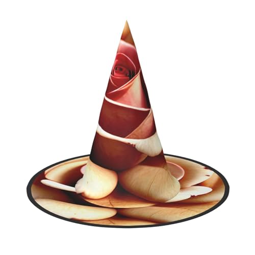 Rustikaler Rosen-Blumendruck, Karneval, Halloween, Hexenhut, Kostüm, Zubehör, faltbare Kappe, Party, Maskerade Dekor von HTTUP