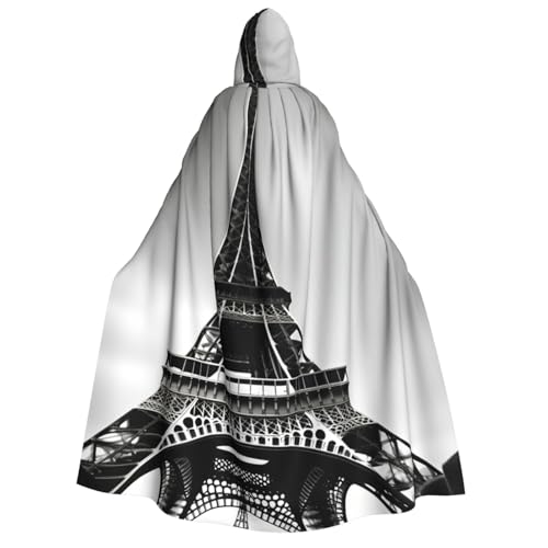 Schwarzer Pariser Eiffelturm-Druck, mit Kapuze, Unisex, Erwachsene, Umhang, Halloween, Weihnachten, Karneval, Mottopartys, Cosplay, Kostüm Schwarzer Pariser Eiffelturm-Druck, mit Kapuze, Unisex, Erwachsene, Umhang, Halloween, Weihnachten, Karneval, Mottopartys, Cosplay, Kostüm von HTTUP