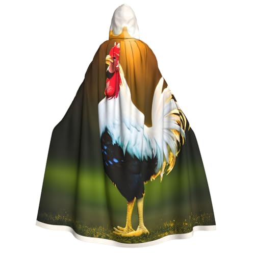 Shine-Hahn-Druck, mit Kapuze, Unisex, für Erwachsene, Umhang, Halloween, Weihnachten, Karneval, Mottopartys, Cosplay, Kostüm von HTTUP