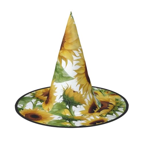 Sonnenblumen-Druck Karneval Halloween Hexenhut Kostüm Zubehör Faltbare Kappe Party Maskerade Dekor von HTTUP