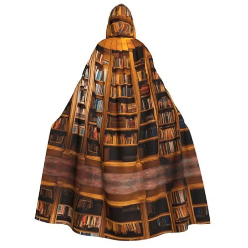 Umhang mit Bücher-Aufdruck, mit Kapuze, Unisex, Erwachsene, Halloween, Weihnachten, Karneval, Mottopartys, Cosplay, Kostüm von HTTUP