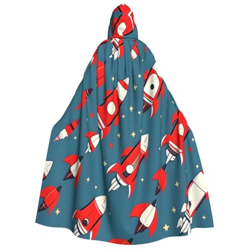 Umhang mit Cartoon-Raketen-Druck, Unisex, für Erwachsene, Halloween, Weihnachten, Karneval, Mottopartys, Cosplay, Kostüm von HTTUP