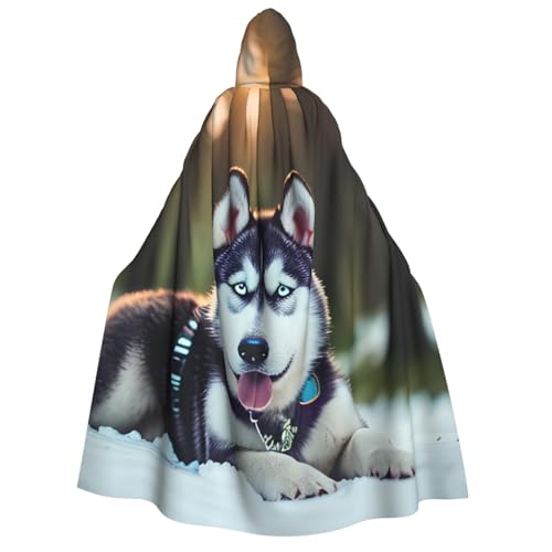 Umhang mit Husky-Hunde-Aufdruck, Unisex, für Erwachsene, Halloween, Weihnachten, Karneval, Mottopartys, Cosplay, Kostüm von HTTUP