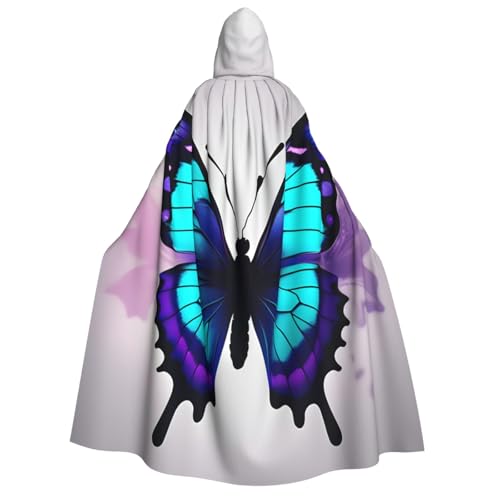 Umhang mit Kapuze, Schmetterlings-Aufdruck, Unisex, für Erwachsene, Halloween, Weihnachten, Karneval, Mottopartys, Cosplay, Kostüm, Blau / Lila Umhang mit Kapuze, Schmetterlings-Aufdruck, Unisex, für Erwachsene, Halloween, Weihnachten, Karneval, Mottopartys, Cosplay, Kostüm, Blau / Lila von HTTUP