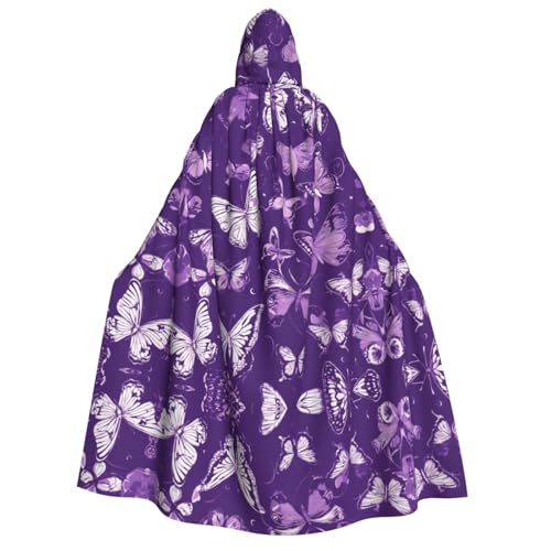 Umhang mit Kapuze, Schmetterlings-Motiv, Unisex, für Erwachsene, Halloween, Weihnachten, Karneval, Mottopartys, Cosplay, Kostüm, Lila von HTTUP
