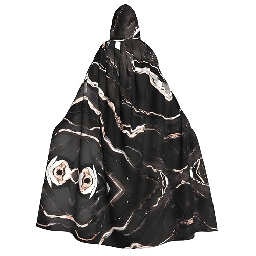 Umhang mit Kapuze, Schwarz / Rotgold, Marmor-Druck, vielseitig, Uni, Kostüm, Karneval, Umhang, Geschenke, Cosplay, Themen-Events von HTTUP