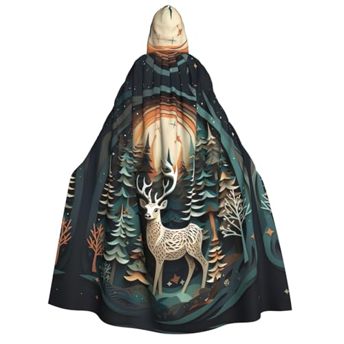 Umhang mit Kapuze und Hirschmotiv, Unisex, für Erwachsene, Halloween, Weihnachten, Karneval, Mottopartys, Cosplay, Kostüm von HTTUP