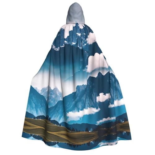 Umhang mit Kapuze und Landschaft mit Bergen, Unisex, für Erwachsene, Halloween, Weihnachten, Karneval, Mottopartys, Cosplay, Kostüm Umhang mit Kapuze und Landschaft mit Bergen, Unisex, für Erwachsene, Halloween, Weihnachten, Karneval, Mottopartys, Cosplay, Kostüm von HTTUP