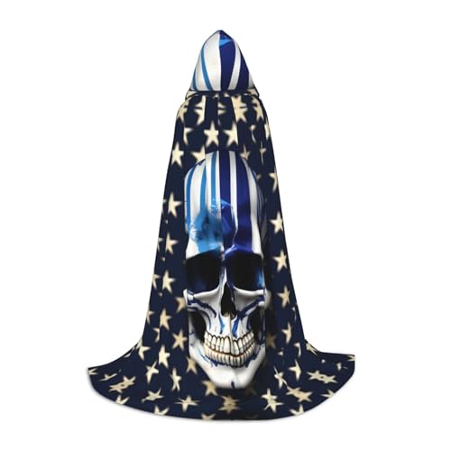 Umhang mit Kapuze und blauen Streifen, Sternen, Totenkopf-Druck, für Urlaub, Party, Halloween, Dekoration, Karneval, Geschenke, Cosplay, Mottopartys Umhang mit Kapuze und blauen Streifen, Sternen, Totenkopf-Druck, für Urlaub, Party, Halloween, Dekoration, Karneval, Geschenke, Cosplay, Mottopartys von HTTUP
