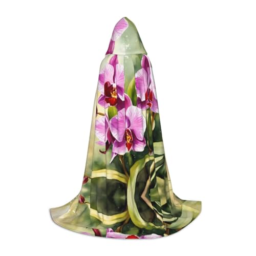 Umhang mit Orchideen-Druck, für Feiertage, Party, mit Kapuze, für Halloween, Dekoration, Karneval, Cosplay, Mottopartys Umhang mit Orchideen-Druck, für Feiertage, Party, mit Kapuze, für Halloween, Dekoration, Karneval, Cosplay, Mottopartys von HTTUP