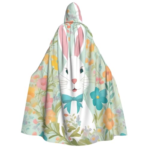 Umhang mit Osterhasen-Blumendruck, Unisex, für Erwachsene, Halloween, Weihnachten, Karneval, Mottopartys, Cosplay-Kostüm von HTTUP