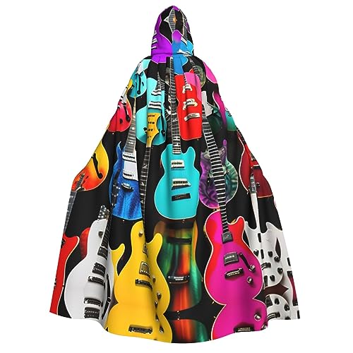Umhang mit buntem Gitarren-Druck, vielseitiger Kapuzenumhang, Uni-Kostüm, Karneval, Umhang, Geschenke, Cosplay, Themen-Events von HTTUP