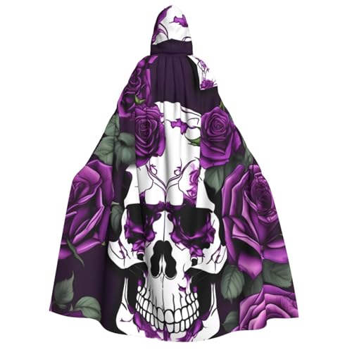Umhang mit lila Rose, Skelett-Druck, Unisex, Erwachsene, Halloween, Weihnachten, Karneval, Mottopartys, Cosplay, Kostüm Umhang mit lila Rose, Skelett-Druck, Unisex, Erwachsene, Halloween, Weihnachten, Karneval, Mottopartys, Cosplay, Kostüm von HTTUP
