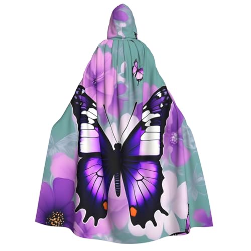 Violetter Schmetterlings-Aufdruck, mit Kapuze, Unisex, für Erwachsene, Halloween, Weihnachten, Karneval, Mottopartys, Cosplay-Kostüm Violetter Schmetterlings-Aufdruck, mit Kapuze, Unisex, für Erwachsene, Halloween, Weihnachten, Karneval, Mottopartys, Cosplay-Kostüm von HTTUP