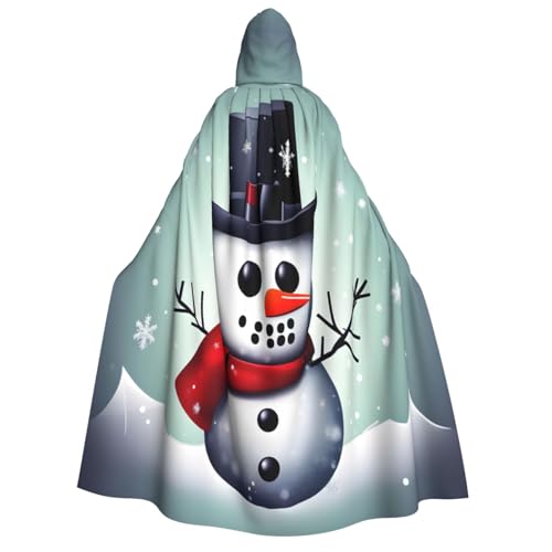 Weihnachts-Schneemann-Druck, mit Kapuze, Unisex, für Erwachsene, Umhang, Halloween, Weihnachten, Karneval, Mottopartys, Cosplay, Kostüm von HTTUP