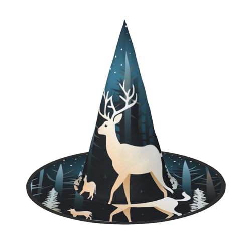Weihnachtsbaum Hirsch Druck Karneval Halloween Hexenhut Kostüm Zubehör Faltbare Kappe Party Maskerade Dekor Weihnachtsbaum Hirsch Druck Karneval Halloween Hexenhut Kostüm Zubehör Faltbare Kappe Party Maskerade Dekor von HTTUP