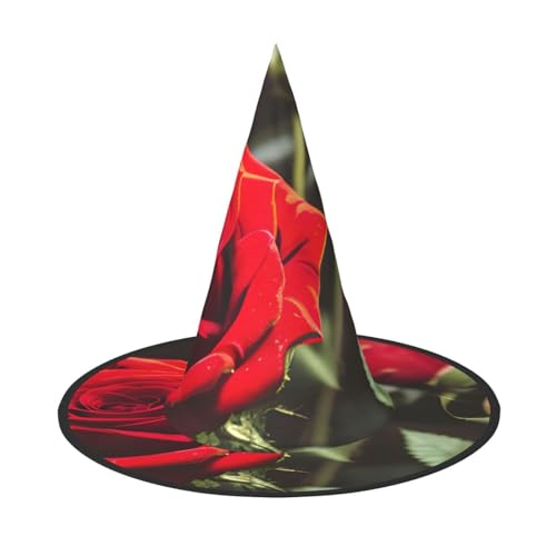 Weinrote Rose Druck Karneval Halloween Hexenhut Kostüm Zubehör Faltbare Kappe Party Maskerade Dekor von HTTUP
