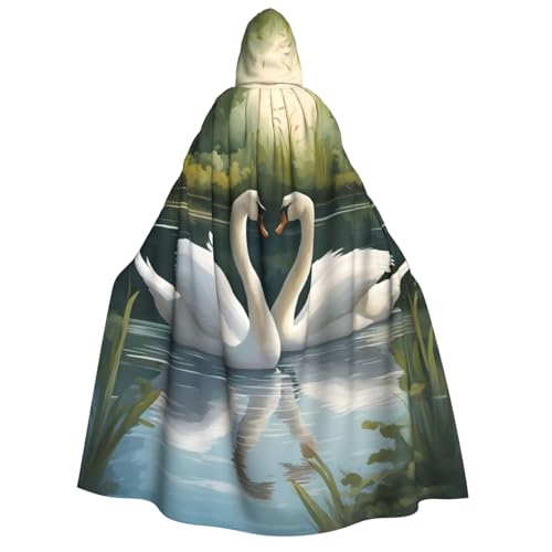 Wunderschöner weißer Schwäne auf dem See, mit Kapuze, Unisex, für Erwachsene, Umhang, Halloween, Weihnachten, Karneval, Mottopartys, Cosplay, Kostüm Wunderschöner weißer Schwäne auf dem See, mit Kapuze, Unisex, für Erwachsene, Umhang, Halloween, Weihnachten, Karneval, Mottopartys, Cosplay, Kostüm von HTTUP