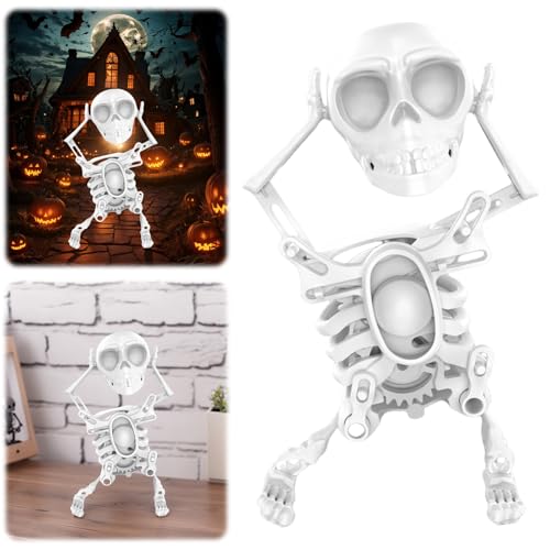 HTU Tanzende und schwingende 3D-Schädel-Figur, unterhaltsame 3D-Schaukel-Skelett-Spielzeug mit Aufziehmechanismus for Schreibtischdekoration und Stressabbau, Halloween-Party-Geschenk - Weiss HTU Tanzende und schwingende 3D-Schädel-Figur, unterhaltsame 3D-Schaukel-Skelett-Spielzeug mit Aufziehmechanismus for Schreibtischdekoration und Stressabbau, Halloween-Party-Geschenk - Weiss von HTU