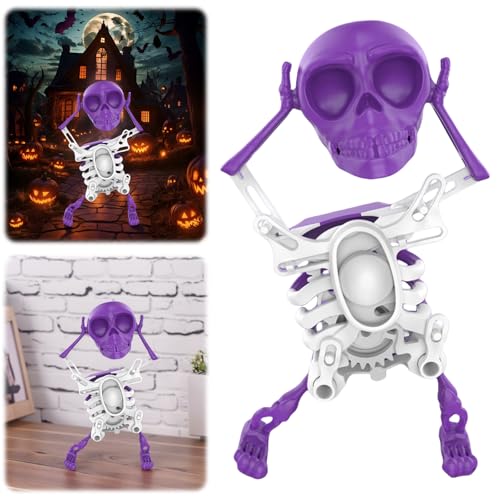 HTU Tanzender und Schaukelnder 3D-Schädel-Spielzeug, Spaßiger 3D-Schaukel-Skelett Aufziehspielzeug zur Schreibtischdekoration und Stressabbau Halloween Partygeschenk - VIOLETT HTU Tanzender und Schaukelnder 3D-Schädel-Spielzeug, Spaßiger 3D-Schaukel-Skelett Aufziehspielzeug zur Schreibtischdekoration und Stressabbau Halloween Partygeschenk - VIOLETT von HTU