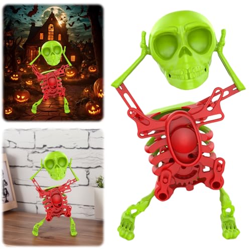 HTU Tanzender und Schaukelnder 3D-Schädel-Spielzeug, Spaßiges 3D-Schaukel-Skelett Aufziehspielzeug zur Schreibtischdekoration und Stressabbau, Halloween Party Geschenk - GRÜN HTU Tanzender und Schaukelnder 3D-Schädel-Spielzeug, Spaßiges 3D-Schaukel-Skelett Aufziehspielzeug zur Schreibtischdekoration und Stressabbau, Halloween Party Geschenk - GRÜN von HTU