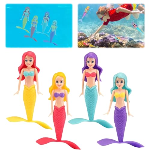 HTU Tauchen Poolspielzeug Set, Meerjungfrau Tauchspielzeug for Pool und Strand for Kinder und Kinder - 4 Stück Meerjungfrauen von HTU