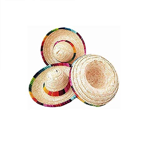 HTYG 3PCS Mini Sombrero Hut-Natural Straw Mini Mexikanischer Hut-Themenparty Karneval Geburtstag Tischparty Zubehör von HTYG